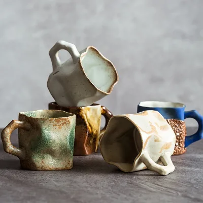 Japanese Style Personalized Irregular Coffee Mug Ceramic Coffee Tea Cup Ceramic With Handle