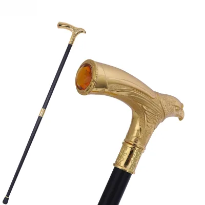 GAOBO Gem-encrusted Golden Aluminum Eagle Head Cane Vintage Gentlemanly Fashion Design Adjustable Lightweight for Role-Playing