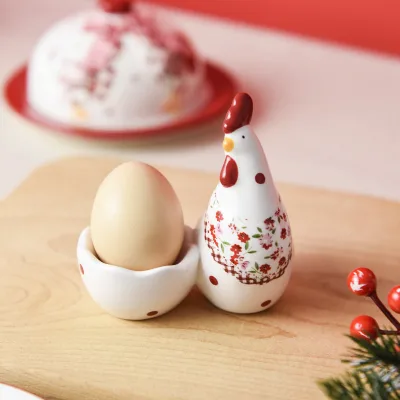 Ceramic Cartoon Floral Chicken Egg Holder High Quality Egg Cup for Home Kitchen Ornament
