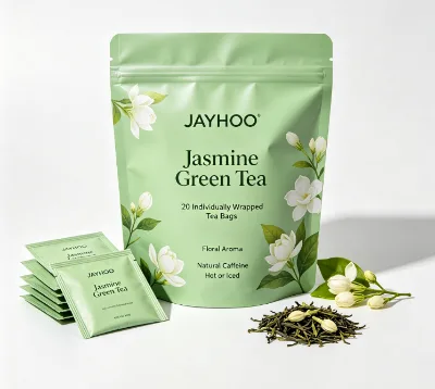 JAYHOO Jasmine Green Tea 20 Individually Wrapped Tea Bags Floral Aroma Natural Caffeine Hot or Iced