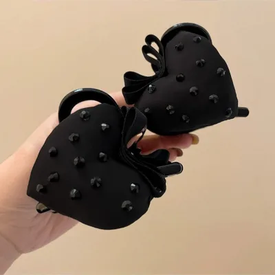8cm Korean Pretty Strawberry Hair Claw Clip for Kids Shiny Rhinestone Glitter Hair Clamp Custom Fabric Hair Accessories