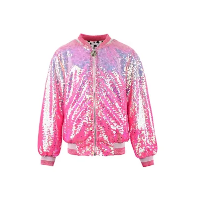 Customize Girl Sequins Jacket Sparkly Color with Zipper Children Jacket for 2-14 Years