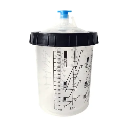 Disposable Gravity Feed Plastic Paint Cups for HVLP/LVLP Spray Guns 800ml OEM Kit with Mixing Cup