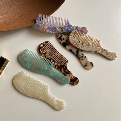 BIZE Colorful Pattern 4MM Thickness Anti-Static Acetate Hair Comb Custom Shape Size Color and Logo Women's Acetic Table Combs