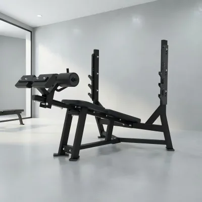 Fitness Commercial Incline Decline Bench Press Rack Integrated Barbell Stand With Leg Hold Down Device