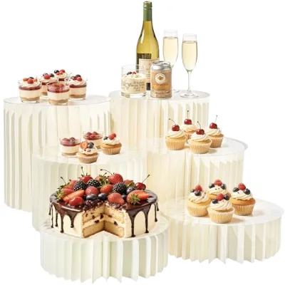 6 Pack Acrylic Circular Buffet Risers Foldable Multi-Level Cake Display Stands for Wedding Birthday Parties China