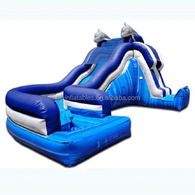 Cheap Inflatable Toboggan Park Bounce House Slide Single lane Dolphin Theme Inflatable Wave Water Slide for Sale