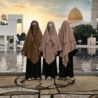 Total 14 Colors Loose Size 2 Layers Tie Back Overhead String Front Eid Ramadan Modest Muslim Women Nida Khimar Hijab