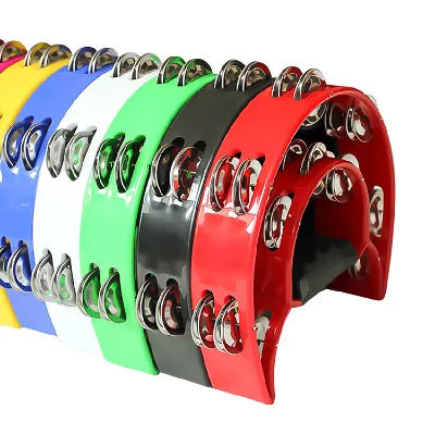 Hot Selling Durable Plastic Colorful Handheld Jingle Bells with Double Row Metal Jingles for Kids Music Education and Party Fun