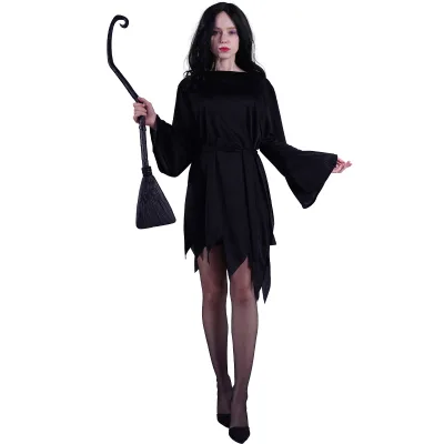 Women Black Devil Dress Halloween Party  Cosplay One Color Horror Devil Women Costume