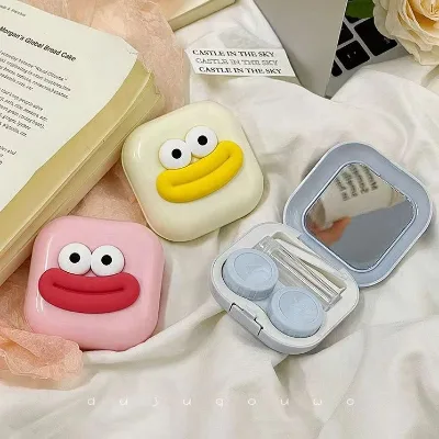 Mini Contact Lens Case Portable Easy Carry Make up Beauty Pupil Storage Lenses Box Mirror Container Travel Kit Cute Style