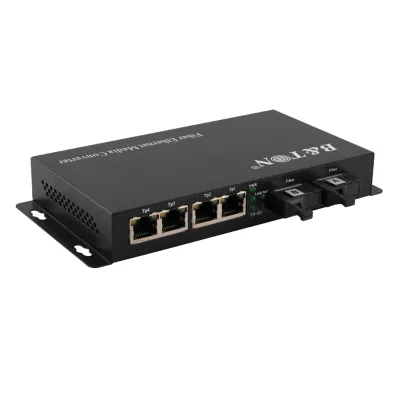 BTNO 100M Fiber Optic Switch 2 Optical 4 RJ45 Frequency Single Mode Media Converter BT-924SM-20 Series 20km for CCTV