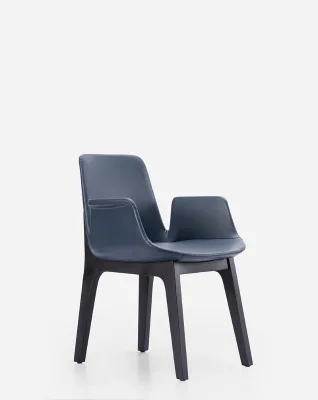 Hot Sale Modern Luxury Minimalist Design Solid Wood Blue Leather Dining Room Furniture Chair