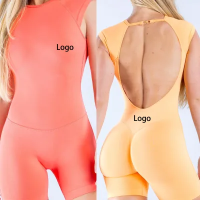 Hot Sale Hollow Back Bodycon Jumpsuit One Piece Butt Lifting Fitness Yoga Wear Sweat-Wicking Four Way Stretch Yoga Jumpsuit