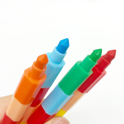 Unbreakable Multi-Color Wax Crayon Stackable and Detachable Clear Body Crayon for Kids