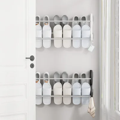 Wholesale Amazing Modern Plastic Small Foldable Collapsible Wall Mounted Slippers Shoe Rack Portable with Hook