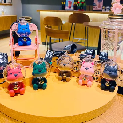 NEW Wholesale Factory Key Chain Keyring 3D Creative Cute Cartoon Space Astronaut French Bulldog Keychain