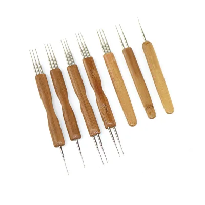 0.5mm Stainless Steel Bamboo Wood Crochet Needle for Hair, Wholesale Candy Plastic Dreadlocks Crochet Latch Hook Set