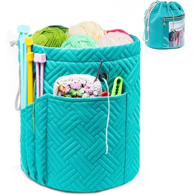Yarn Bag Small Crochet Bag Travel Soft Durable Functional Drawstring Closure Small Crochet Knitting Bag for Crochet Beginner