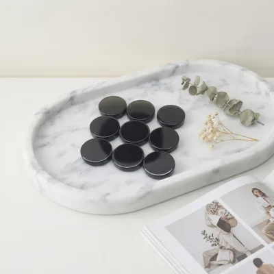 Round Double Flat Natural Black Agate 10x10x2mm for Earrings
