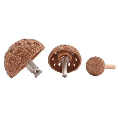 42*20mm/55*25mm Bowl Type Tungsten Steel Grinding Head Buffing Wheel Head #40/50 Grit with Rod Adapter for Tire Repair Grinding
