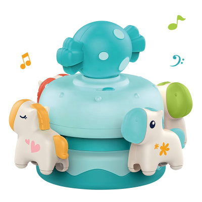 1 Year Old Baby Toys Mini Merry Go Round Music Box Baby Toy Suction Baby Carrossel Music Box