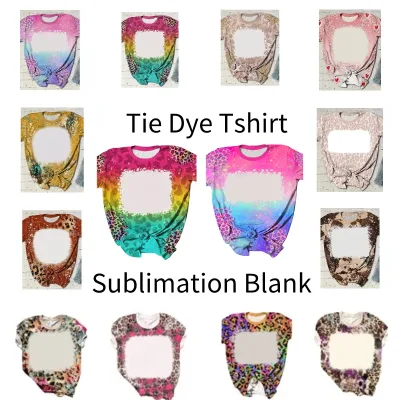 SCCFMM Women's Polyester O-Neck Short Sleeve T-Shirts for Sublimation Tie Dye and Thermal Transfer Logo Image