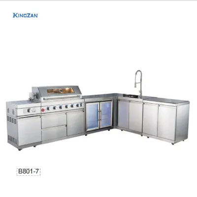 Modern Commercial Restaurant Stainless Steel Outdoor Kitchen Cabinet Sink Hinge Drawer Slide Faucet Backsplash for BBQ Grills