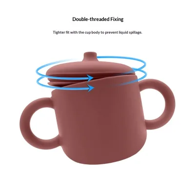 Stock Large Shatter-Resistant Silicone Straw Cup Food-Grade Babys Learning Drinking Cup Double Handles Training Spout
