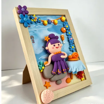 Preschool Teaching Supply Fine Motor Skill Training 6 Colors Safety Certified Kids Clay Photo Frame Making Set