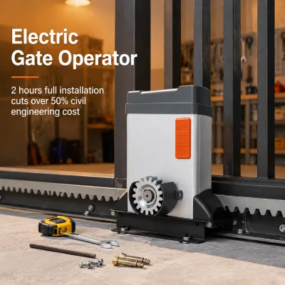 Solar-Ready Automatic Sliding Gate Motor 24V DC Brushless - Energy Saving All-in-One Opener Kit with Battery Backup Support