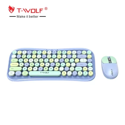TWOLF TF660 Fashionable Keyboard Mouse Set Top Seller Clavier Teclado Game Keyboard and Mouse Combo Set 84keys Girl Keyboard Set