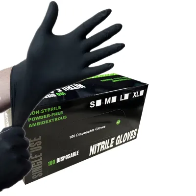 Black Disposable Nitrile Gloves 5 Mil Thick, Latex Free Powder Free Medical Grade for Tattoo Mechanic Household Cleaning