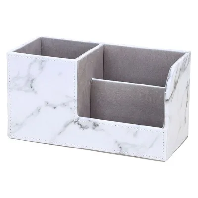 Hot Sale Desktop Custom Logo High Quality Home Office Table Storage Mltifunctiona RPU Leather Pen Holders