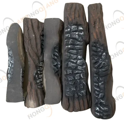 HongQiang Brown Ceramic Fiber Simulation Wood Refractory Logs for Gas Fireplace BBQ Charcoal Artificial Fireplace Decoration