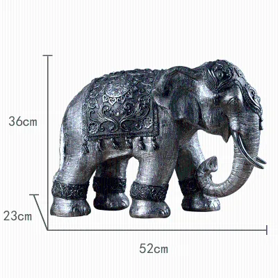 Traditional Folk Style Silver Resin Elephant Sculpture Resin Figurine for Home or Garden Decor