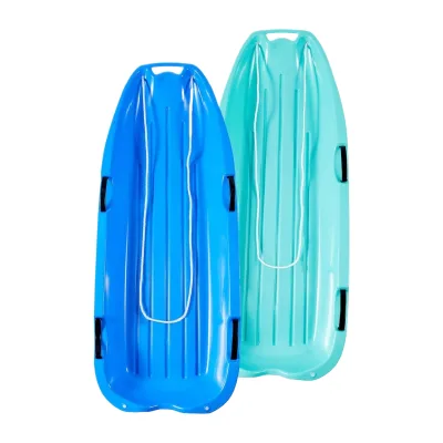 48in Plastic Sleds Pull Rope 4 Handles Kids Adults Ice Snow Sleds Outdoor Winter Sledding Toy with Handles