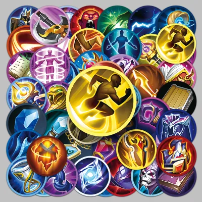 50 Pcs Funny Cartoon Game Skill Icon Stickers, Creative Personalized PVC Waterproof Decals for Game Consoles & Laptops