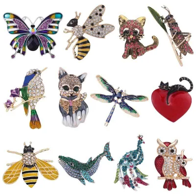 Fashion Crystal Diamond Women Butterfly Dragonfly Brooch Jewelry Rhinestone Brooch Pins Animal Brooches