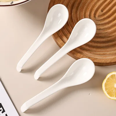 Factory Direct Simple White Ceramic Cheap Soup Spoon for Dinner