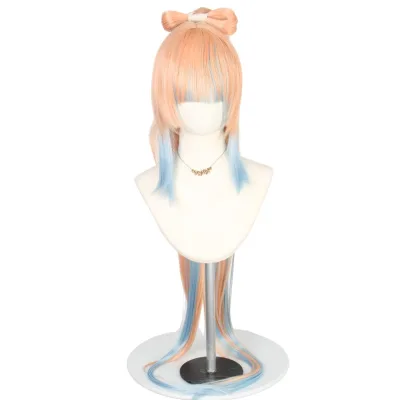 Mengtong High Quality Synthetic Ponytail Wig Orange Blue Long Wig Cosplay Genshin Impact Transparent Inspired Sangonomiya Kokomi