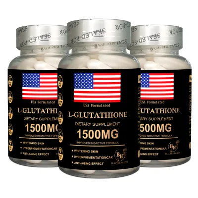Private Label Premium 1500mg Glutathione Whitening Repair Skin Capsules Healthy Supplement Usa Formulated Remove Acne Softgel