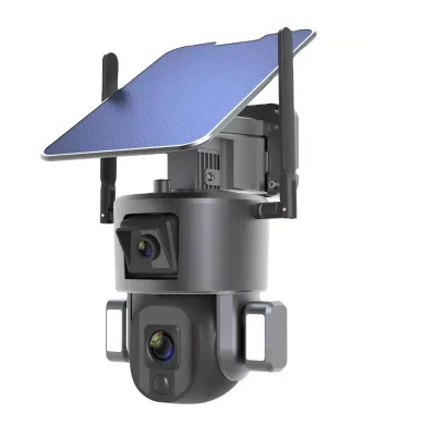 8MP 4X 10X H.265 Solar Panel Indoor IP Camera with Dual Lens 4G Wifi & PTZ Rechargeable Battery Security System for Cars