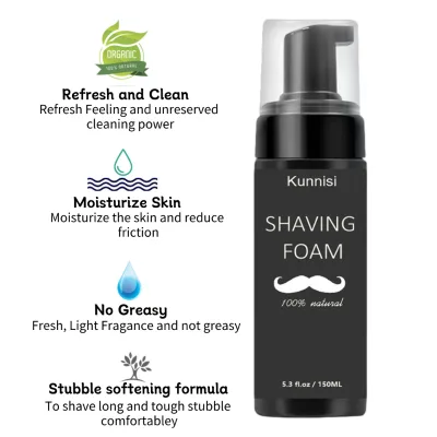 Private Label 100% Natural Cool Feeling Pepperment Mint Scent Beard Shaving Foam Beard Hair Gentle Shave Foam