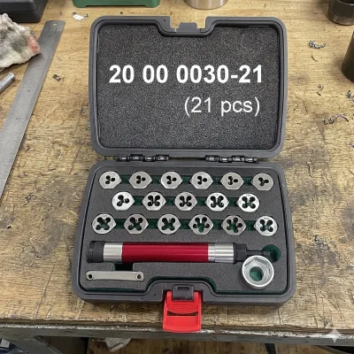 21pcs Hand Nut Driver & Thread Cutting Die Tool Kit with Steel Components