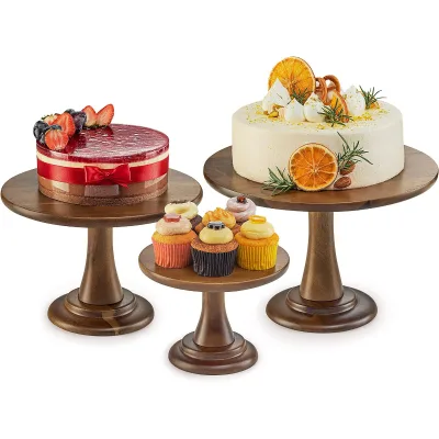 Bamboo Cake Stand Rustic Cake Stand Turntable Wooden Cake Decorating Supplies