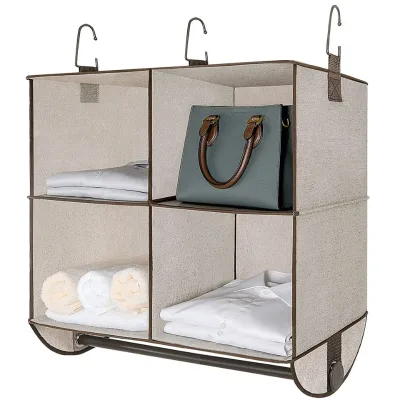 LINDON Hanging Closet & Wardrobe Organizer Foldable Space-Saving 2-Layer Multifunctional Non-Woven Fabric Storage for Clothing