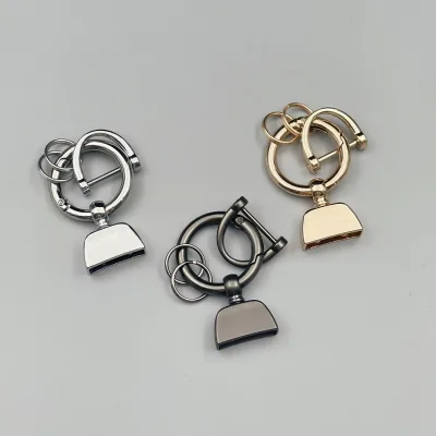 Zinc Alloy Car Keychain with Spring Coil Ring - Horseshoe Buckle Pendant Accessory, Metal Key Ring Holder for Men Women