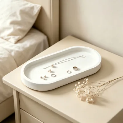 Handmade Decorative Tray for Perfume Travertine Platter Jewelry Cosmetics Display Aroma Candle Tray for Online Shope Store