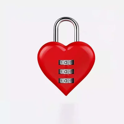 Romantic Red Heart Zinc Alloy Password Lock Waterproof Gift for Couples and Lovers